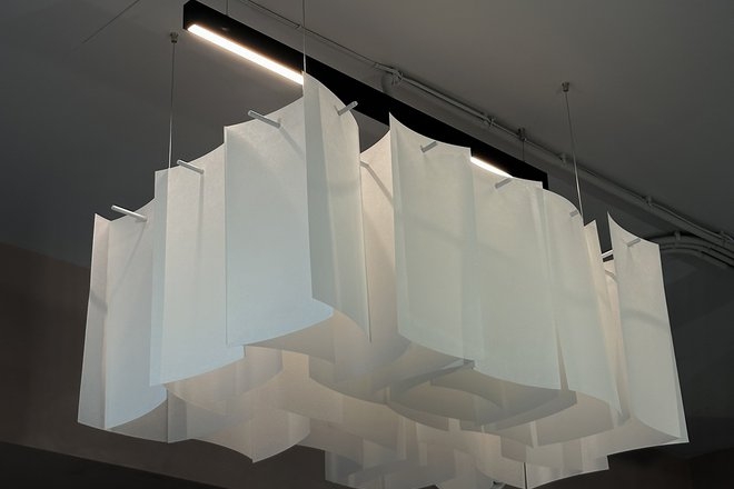 Designer chandelier made of non-woven material